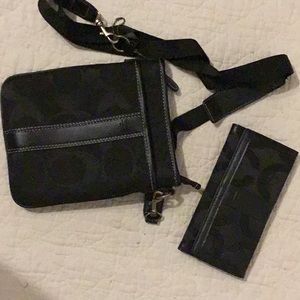 Coach logo fabric crossbody bag and wallet